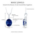 thumbnail image 5 of Rosec Jewels Lab Grown Blue Sapphire Pendant Necklace with Chain - 4 Carat Oval - AAAA Grade - Sapphire Moissanite Necklace, 925 Sterling Silver, 5 of 6