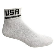 Angle View: Kids Wholesale Unisex Cotton Quarter Ankle Socks - White USA Sport Ankle Socks For Kids - 4-6 - 72 Pack