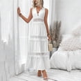 thumbnail image 2 of Levmjia Women's Sleeveless V Neck Maxi Dress Lace Trim Tiered Boho Dress Casual Summer Beach Dress with Eyelet Detail, 2 of 7