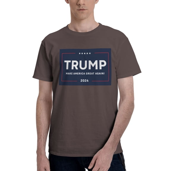 Yiaed Trump 2024 Make America Great Again Print Mens T-Shirt,Lightweight Cotton Tee, Crewneck T-Shirt For Men Basic Tee Shirt-6X-Large