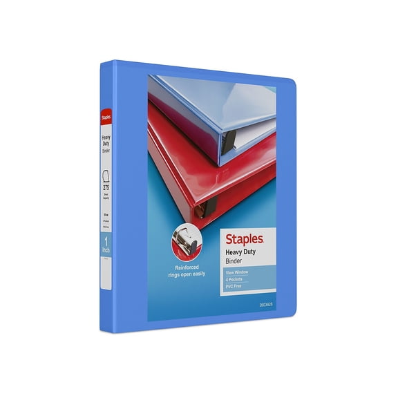 Staples Heavy Duty 1" 3-Ring View Binder Periwinkle (24668) 56289-CC/24668