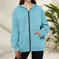 thumbnail image 3 of Mohiass Fall Zip Up Hoodie Women Plain Oversized Hooded Sweatshirts 2025 Fashion Winter Soft Casual Warm Jackets Light Blue 2XL, 3 of 5