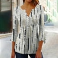 thumbnail image 2 of Hauts à Manches 3/4 pour Femmes Mode Imprimé Décontracté Col en V T-Shirt Blouse à Manches 3/4 Hauts Robe T-Shirt Femmes Été T-Shirts pour Femmes Robe d'Été avec Manches pour Femmes, 2 of 8