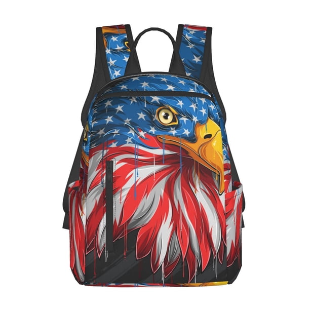 Balery Eagle Head With American Flag Mochila Ligera para Hombres y Mujeres – Resistente y Impermeable, Ideal para la Escuela, el Trabajo, los Viajes y el Uso Diario