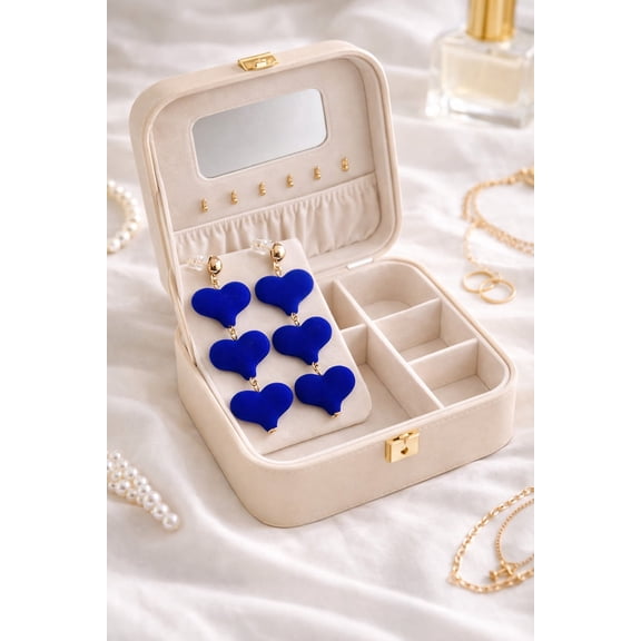 RubyLee Elegance Heart Shaped Blue Love Earrings, Stainless Steel, Includes Jewelry Pouch, 2 Count per Pack