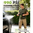 thumbnail image 5 of 990 PSI Cordless Pressure Washer  for 21V Battery,Portable Handheld Power Washer , 10 Speed Modes, 2 x 4.0 Ah Batteries, 6-in-1 Swivel Nozzle, 16.5FT Hose,for Car Yard Fence Wall Cleaning and Garden, 5 of 11