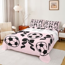 Feelyou Fashion Bow-tie Bed Sheets, Soccer Football Rugby King Sheets, 4 Pieces