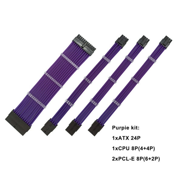 ZheElen Extension Power Cable PC Flexible Connectors Convenient Lightweight Wear-resistant Cord Set Motherboard Adapter Purple