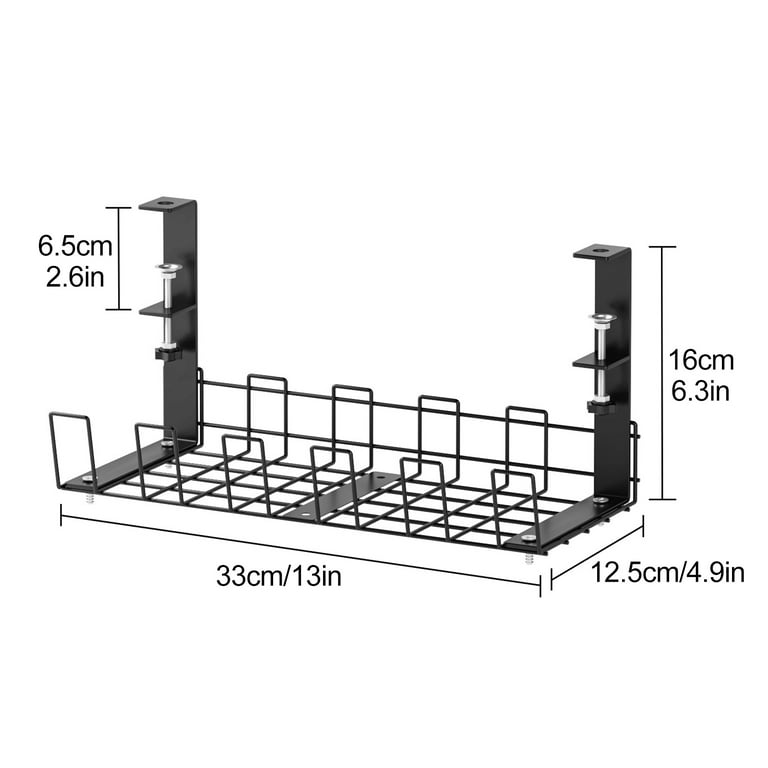 Under Desk Cable Management Tray No Drill - Cable Management Under Desk -  Rotary Design, Under Desk Wire Organizer (Under Table Cable Management -  13*4.9*6.3in) 