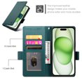 thumbnail image 6 of Compatible with iPhone 15 Wallet Case, Classic PU Leather Flip Folio Case with Card Holders Kickstand [Shockproof TPU Inner Shell] Phone Cover for iPhone 15, Darkgreen, 6 of 7