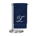 thumbnail image 2 of Monogrammed Bath Towel, Personalized Gift, 27 x 54 inches - Set of 2 - Silver Script Embroidered Towel - 100% Turkish Cotton- Soft Terry Finish - for Bathroom or Spa - Script Z Navy, 2 of 3