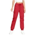 thumbnail image 2 of Miluxas Girls Cargo Jogger Pants Parachute Pants with Elastic Waist and Pockets Cargo Trousers for Teens Girls Red 12-13Years, 2 of 5