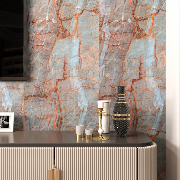 LaCheery Cyan Blue Marble Contact Paper 16"x80" Marble Wallpaper Peel