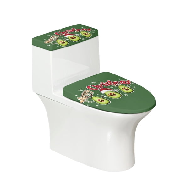 HELLHERO Christmas Avocado Pattern Toilet Lid Cover 2 Pieces Polyester Washable for Women