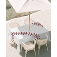thumbnail image 3 of 60x84 Inch Outdoor Tablecloth with Umbrella Hole Zipper Rectangle Baseball Rectangular Tablecloths Outside Waterproof Modern Minimalist Red Lines Patio Table Cloth Cover for Picnic Party, 3 of 8
