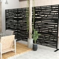 thumbnail image 2 of POSHIONS 6.3 ft. H X 4 ft. W Black Metal Privacy Screen Outdoor Indoor Divider with Stand, 2 of 6