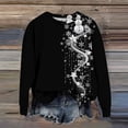 thumbnail image 2 of WTOBBY Women's Christmas Printed Long Sleeve Loose Round Neck Sweatshirt Top, Cozy and Lightweight for Fall Season, Holiday Theme Fashion Top for Casual and Party Wear,Black L, 2 of 4