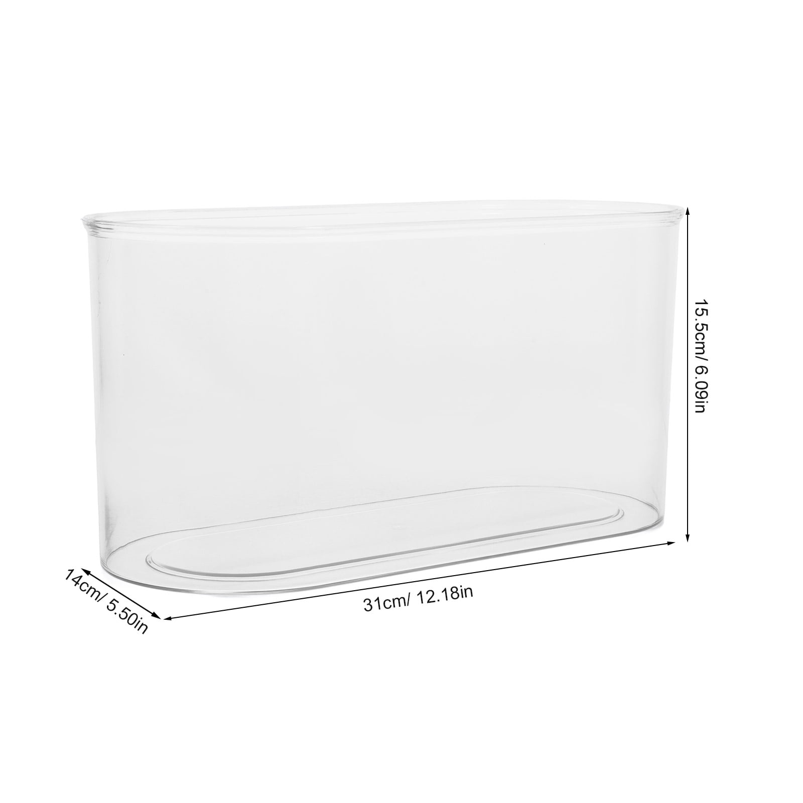 LEXSOMEO Small Betta Fish Tank Oval Plastic Desktop Fish Bowl 12 Inch Transparent Vase Planter Narrow Space Container For Office Decor Fish Turtle Reptile Shrimp Crab Habitat