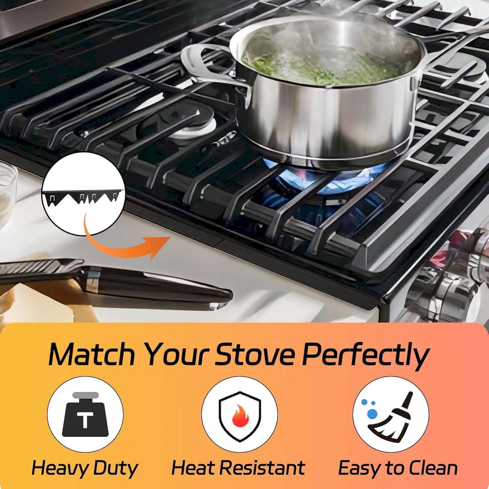 ZMKIAG Stainless Steel Stove Counter Gap Cover (2 Pack), Stove Guard, Stove Gap Filler for Kitchen, Range Trim Kit, Easy Clean With Heat Resistant, Adjustable Length 13.8” to 27.6”