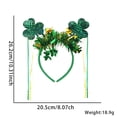 thumbnail image 2 of Shamrock Headband with Glitter Ears and Clover Decorations for St. Patrick's Day Party Holiday Event Festival Wear Accessories St. Patrick's Clover Headband K, 2 of 3