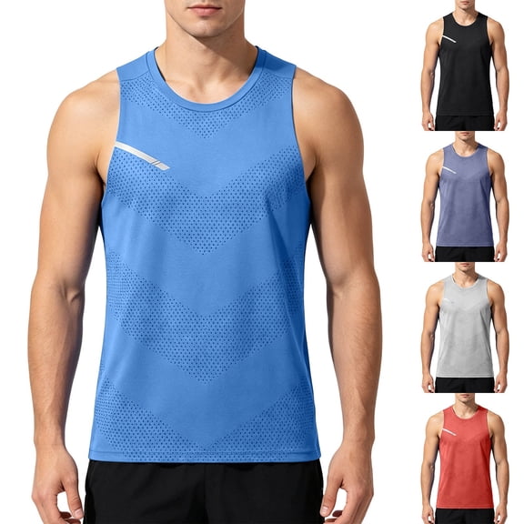 IhhxPro Men's Quick Dry Tank Top Sleeveless Workout Shirt Breathable Summer Gym Running Vest Loose Fit Cotton Athletic Casual Training Bodybuilding M-3XL