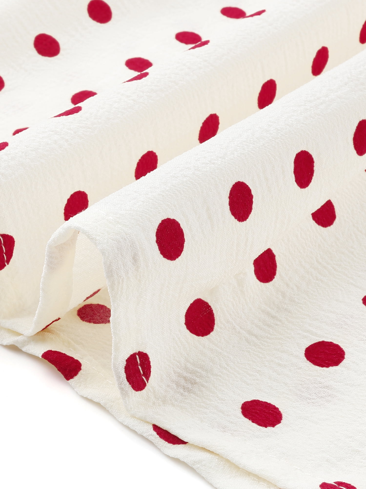 DARING DIVA Women's Polka Dots Shirt Retro Short Sleeve Button Up Top L White Red