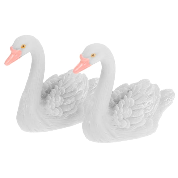OFFIGAM Swan Statue Resin Garden Decor Set of 2, Detailed Outdoor Lawn Ornaments for Yard and Patio