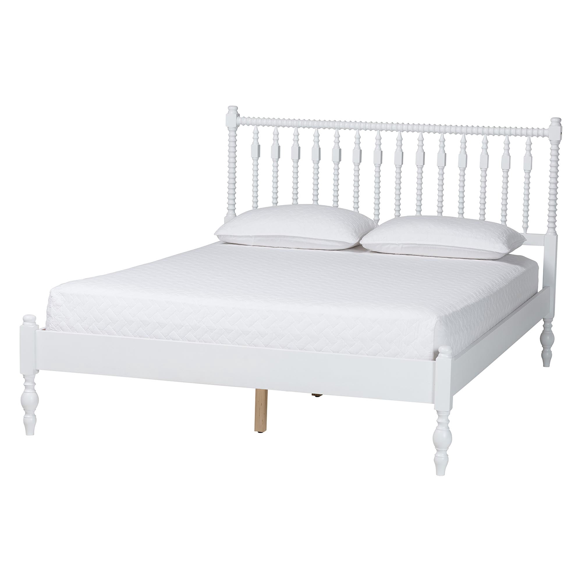 Baxton Studio Denita Farmhouse Bedroom Set, Queen, 4-Piece, White