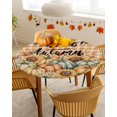 thumbnail image 4 of Round Fitted Tablecloths Thanksgiving Pumpkin Autumn Sunflower Waterproof Table Cover for Kitchen Dining Party Decor Maple Leaf Orange Plaid,36"-44", 4 of 6