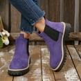 thumbnail image 2 of Rokment Womens Platform Chunky Chelsea Boots Fall Winter Fashion Suede Round Toe Non Slip Slip-On Short Ankle Booties Purple Size 9.5, 2 of 5