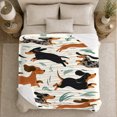 thumbnail image 5 of Running Dachshunds with Grass Shapes, Playful Modern Style for Dachshund Lovers, Colorful Dog Park Pattern and Birthday Gift, Soft Flannel Blanket for Playroom and Bedroom, Home Decor, 5 of 9