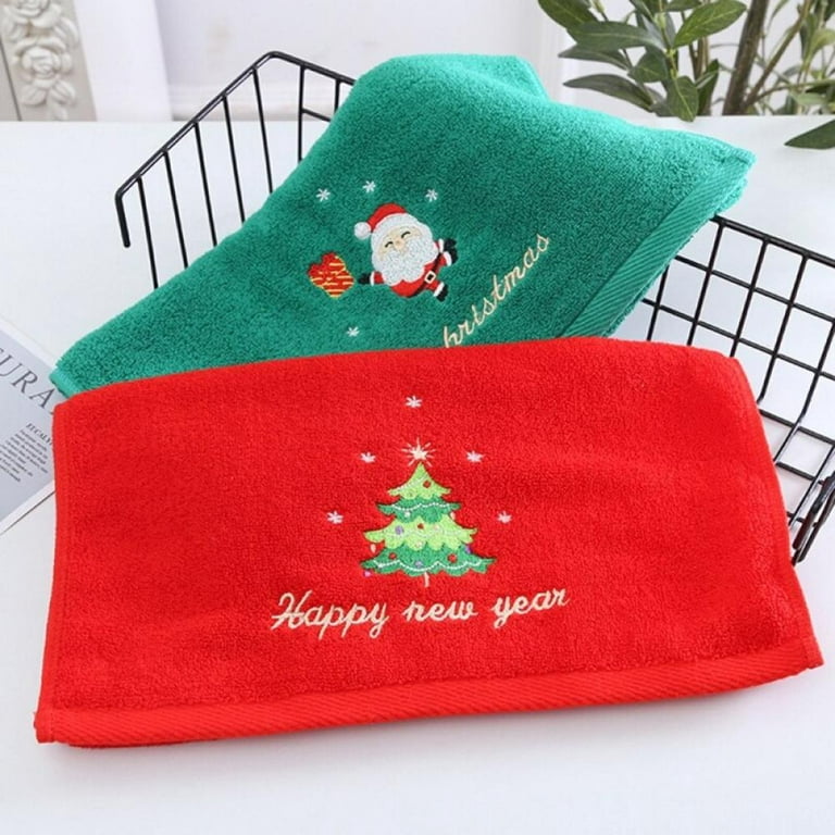 DECK THE PALMS Christmas Hand Towels, Aqua Set of 2 - NWT