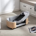thumbnail image 4 of Pefilos 26" Elevated Pet Dog Bed with Solid Wood Legs and Bent Wood Back, Velvet Cushion, Pet Sofa for Indoors Dogs, Dark Gray, 4 of 8