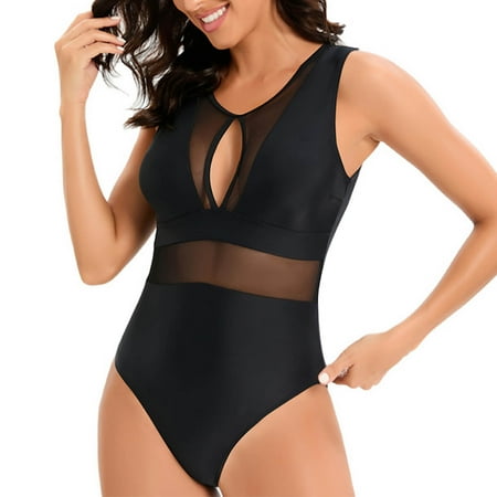 POROPL One Piece Swimsuit Women Sexy Fashion Bikini Halter Top Bandeau Swim Black Size S-2XL