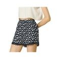 thumbnail image 3 of REFINED ATTIRE Juniors Floral Printed Lace Trim Elastic Waist Shorts, 3 of 7