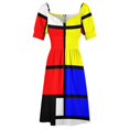 thumbnail image 5 of Mondrian style art deco design in basic colors Sleeveless Dress evening dresses women, 5 of 7
