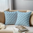 thumbnail image 2 of REGALWOVEN Pack of 2 Soft Decorative Throw Pillow Covers Solid 3D Weaving Pillowcases for Sofa Bedroom Couch Car Blue 18" x 18", 2 of 7