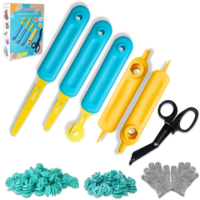 Cardboard Tools Kizzikids 129 piezas con caja de herramientas para niños mayores de 5 años