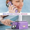 thumbnail image 3 of Dteck for iPhone 11 Wallet Case with Crossbody Lanyard, PU Leather Card Holder Purse Shockproof Phone Cover for iPhone 11,Purple, 3 of 5