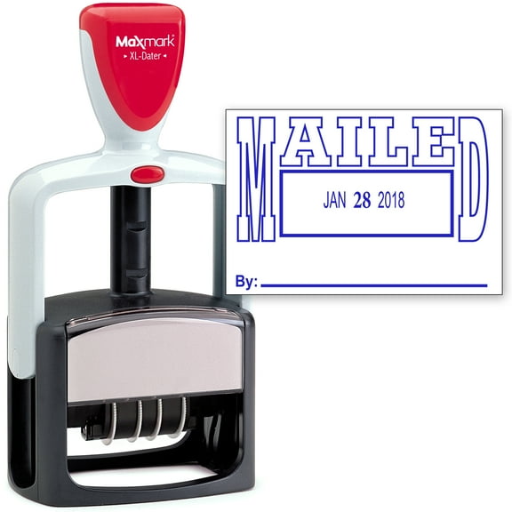 2000 PLUS Heavy Duty Style 2-Color Date Stamp with MAILED self inking stamp - Blue Ink