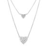 Lesa Michele Cubic Zirconia Hearts Layered Necklace in Sterling Silver