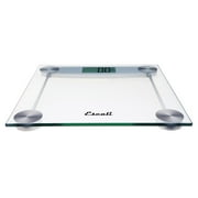 Escali Digital Glass Bath Scale for Body Weight, Bathroom Body Scale, High Capacity of 400 lb, Battery Included, Clear Glass