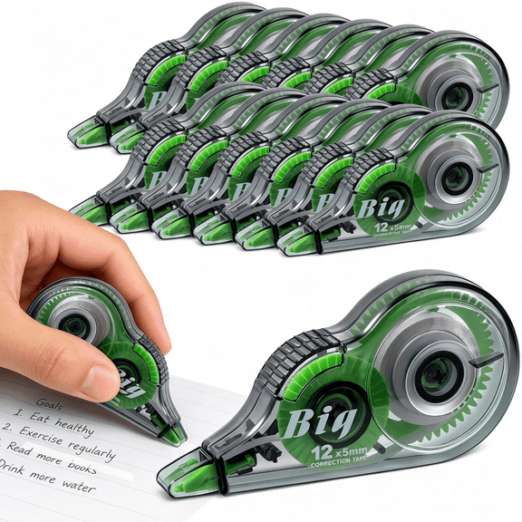 Dvjoy 12 Pieces Correction Tapes Original Correction Wide Eraser Applicator Easy to Use Applicator Translucent Tapes Shows for Office Note Journal Scrapbooking, 0.2 Inch x 39.4 Feet