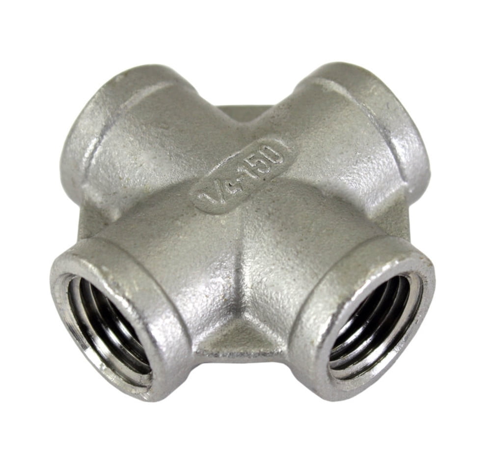Fit 1/4" Tube 304 Stainless Steel Cross 4 Way Compression Fitting Connector 