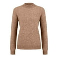 thumbnail image 4 of Womens Mock Neck Long Sleeve Knit Sweaters Turtleneck Casual Lightweight Button Cuffs Fall Pullover Sweater Light Brown M, 4 of 7