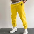thumbnail image 2 of Casual Pants for Men Elastic Waist Drawstring Comfortable Joggers Loose Fall Winter Daily Wear Warm Slacks for Men Yellow L, 2 of 4