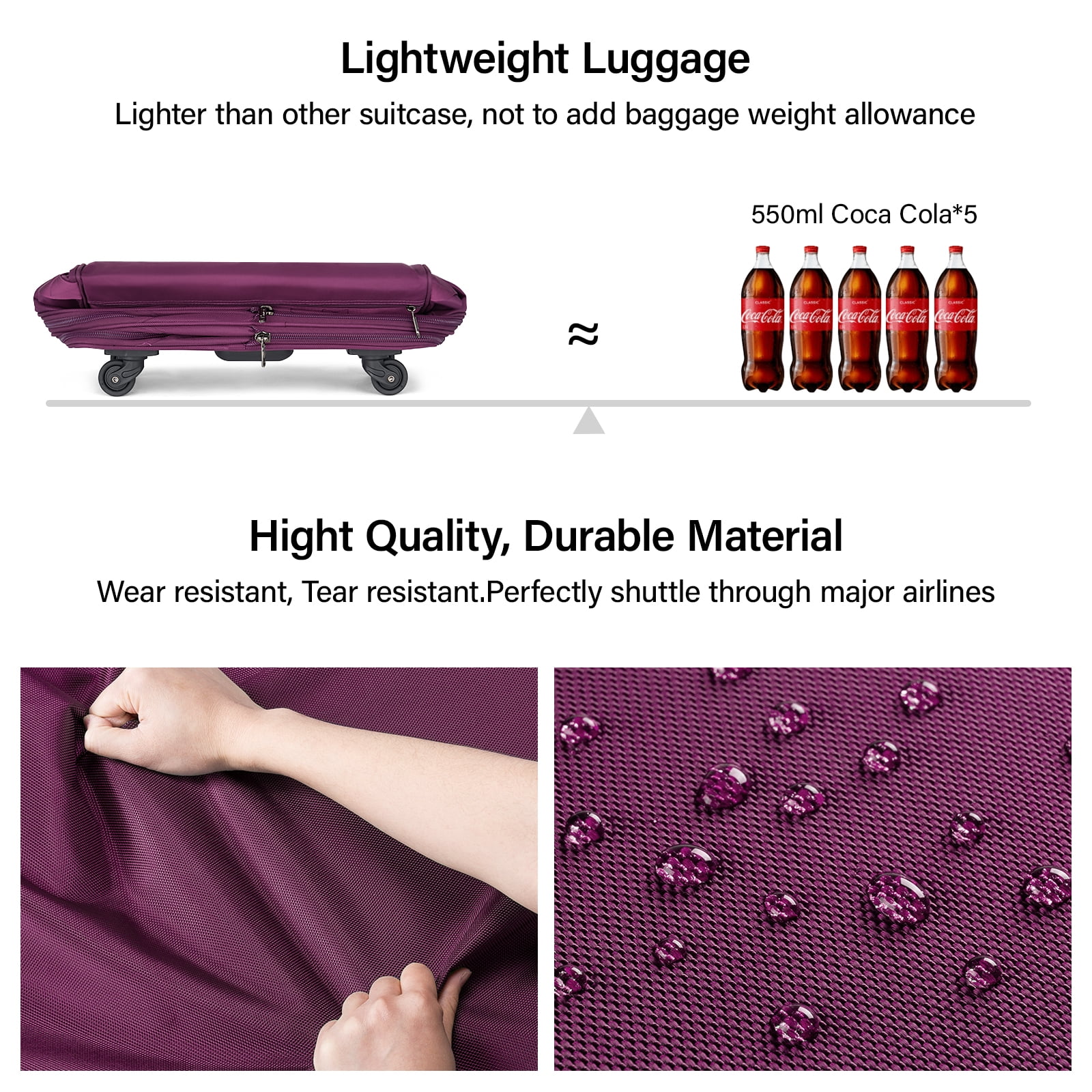 Hanke Suitcases with Wheels Expandable Foldable Luggage Bag Suitcase Collapsible Rolling Travel Bag Duffel Bag for Men Women Lightweight Suitcases,Purple