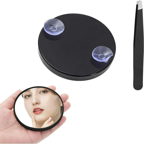 30x Magnifying Makeup Portable Cosmetic Compact with Suction Cup Tweezers for Precise Travel Beauty Application