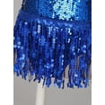 thumbnail image 6 of YIZYIF Girls Shiny Sequins Latin Dance Dress Costume Tassel Hem Dancewear Rumba Samba Dance Leotard, 6 of 7