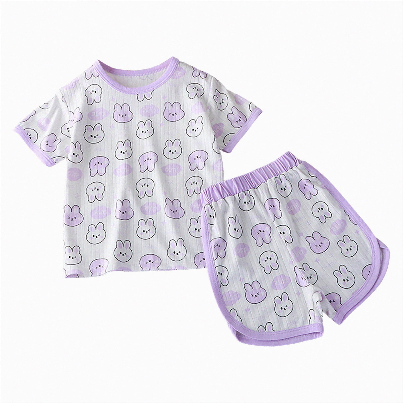 Kogui Silk Pajamas for Girls Girls Pajamas Satin Pajama Set Silk Pjs Short Sleeve Sleepwear Size 6-7 (Purple 6-7 Years)